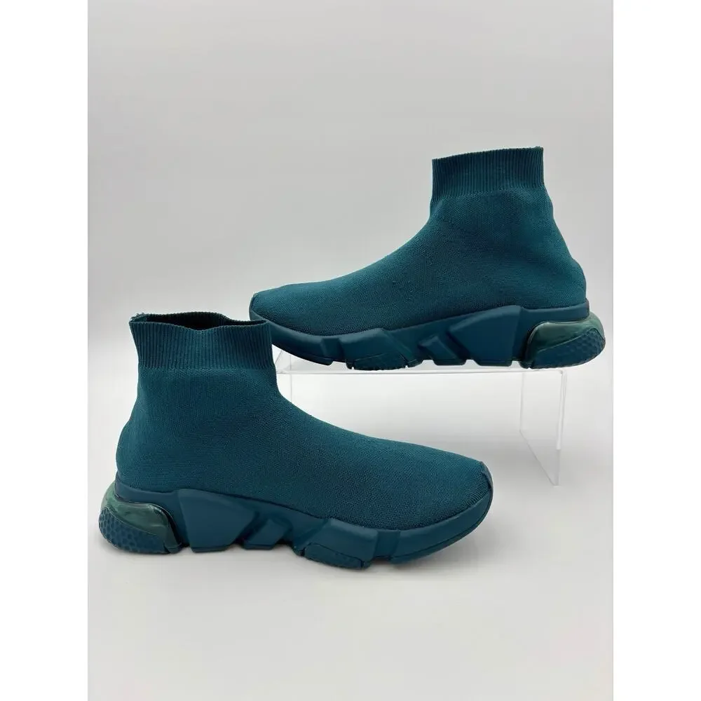 Authentic Balenciaga 2.0 Speed Knit Runner Sock Sneakers Teal Blue Size 8